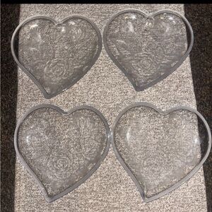 Mikasa Winter Rose  Heart-Shaped Glass Dishes Set of 4